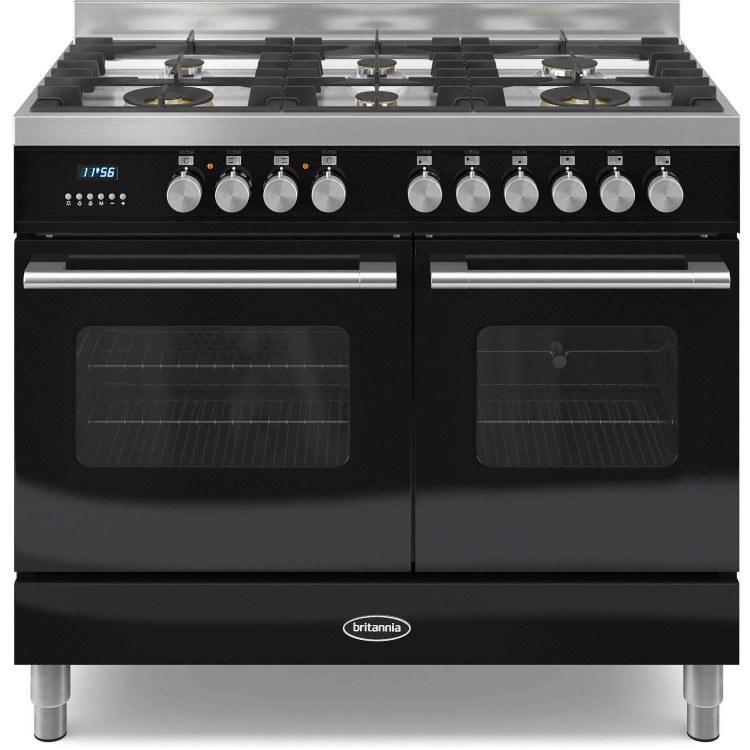 Britannia RC-10TG-DE-K Delphi Double Oven 100cm Dual Fuel Range Cooker - Black