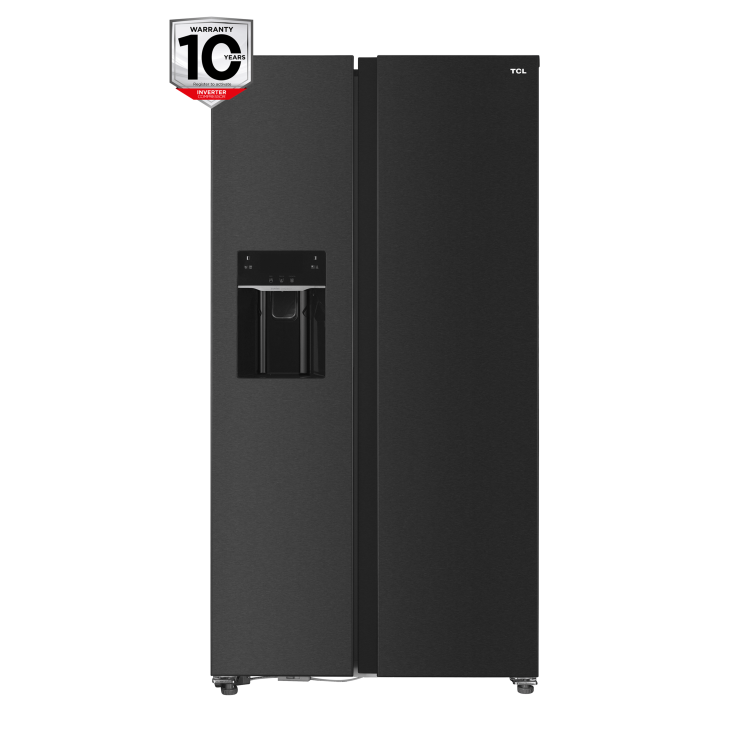 TCL 513 Litre Side-By-Side American Fridge Freezer with Water Dispenser - Black Stainless Steel