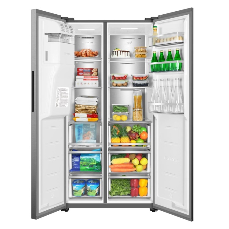 TCL 591 Litre Side by Side American Fridge Freezer - Stainless Steel