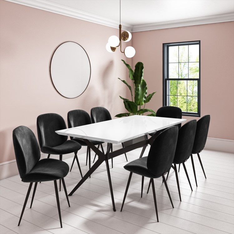 Large White Gloss Modern Dining Table - Seats 6 - Rochelle