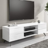 Wide White Gloss TV Stand with Storage - TV's up to 77" - Rochelle Wide White Gloss TV Stand with Storage - TV's up to 77" - Rochelle
