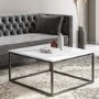 Small Square White Gloss Coffee Table with Black Metal Legs - Rochelle