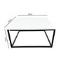 Small Square White Gloss Coffee Table with Black Metal Legs - Rochelle