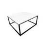 Small Square White Gloss Coffee Table with Black Metal Legs - Rochelle