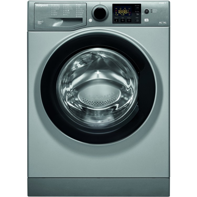 Refurbished Hotpoint Futura RDG8643GKUKN Freestanding 8/6KG 1400 Spin Washer Dryer Graphite