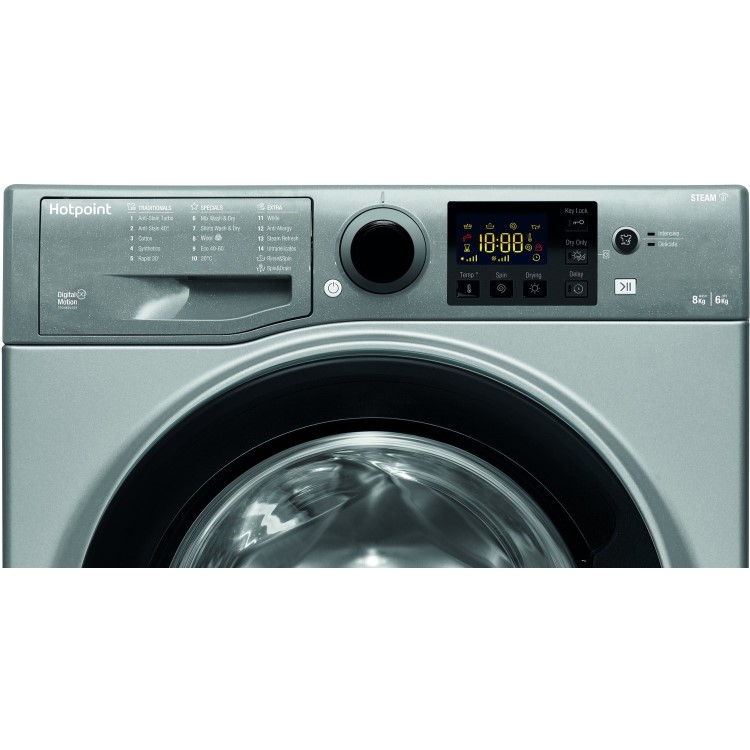 Refurbished Hotpoint Futura RDG8643GKUKN Freestanding 8/6KG 1400 Spin Washer Dryer Graphite