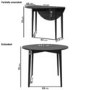 Small Round Black Folding Drop Leaf Dining Table - Seats 2-4 - Rudy