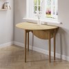 Small Round Oak Folding Drop Leaf Dining Table - Seats 2-4 - Rudy