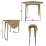 Small Round Oak Folding Drop Leaf Extendable Dining Table - Seats 2 - 4 - Rudy