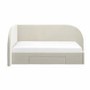 Cream Single Bed Frame with Storage and Curved Headboard - Reagan