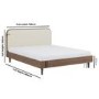 Walnut King Size Wooden Bed Frame With Upholstered Curved Headboard - Reece