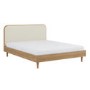 Oak King Size Wooden Bed Frame With Upholstered Curved Headboard - Reece