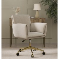 Beige Chenille Swivel Office Chair - Reed 