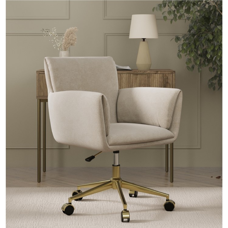 Beige Chenille Swivel Office Chair - Reed 
