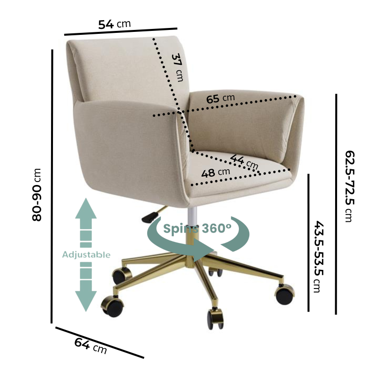 Beige Chenille Swivel Office Chair - Reed