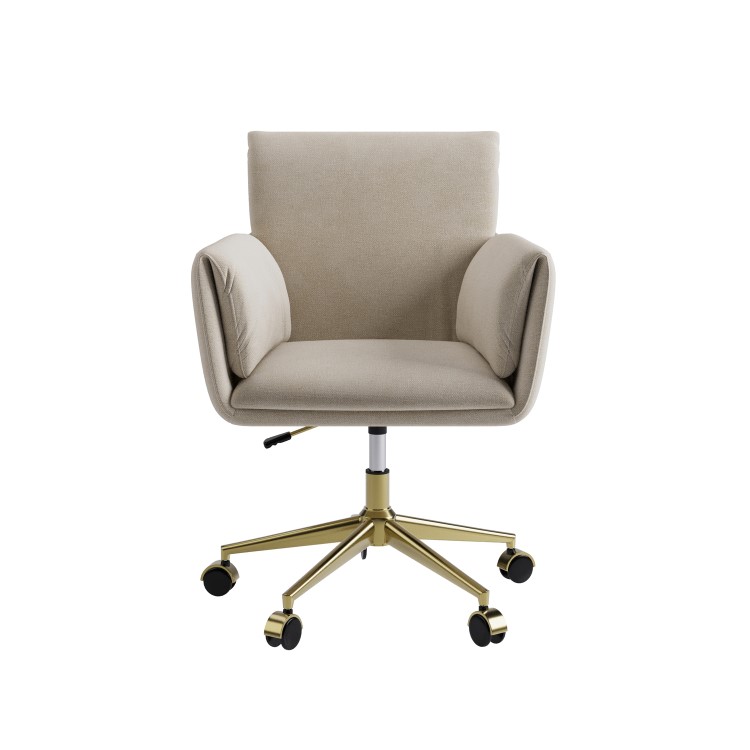 Beige Chenille Swivel Office Chair - Reed 