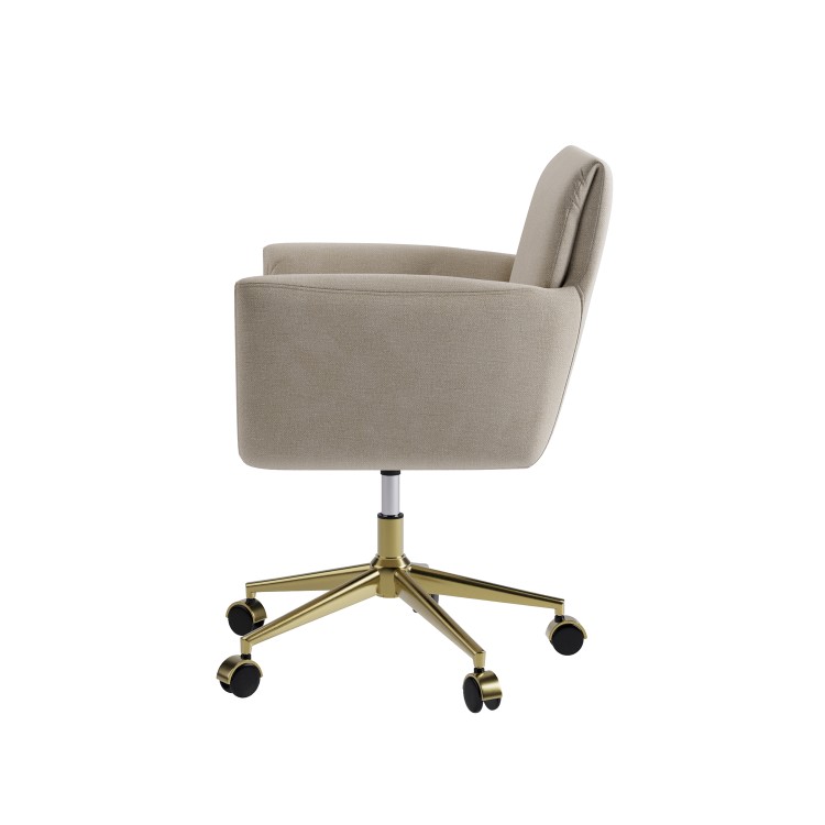 Beige Chenille Swivel Office Chair - Reed