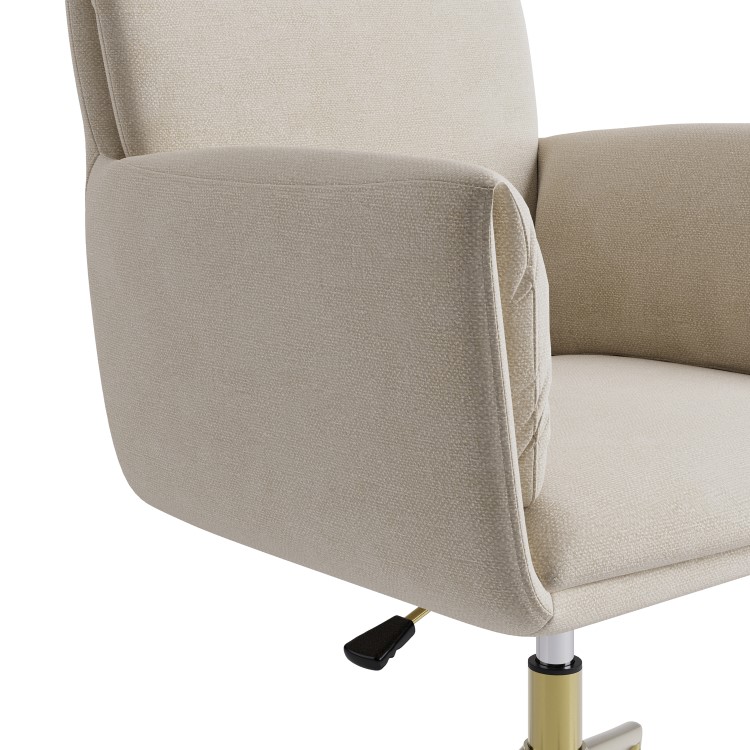 Beige Chenille Swivel Office Chair - Reed