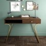 Wooden Desk with Storage Drawer and Brass Legs - Reed