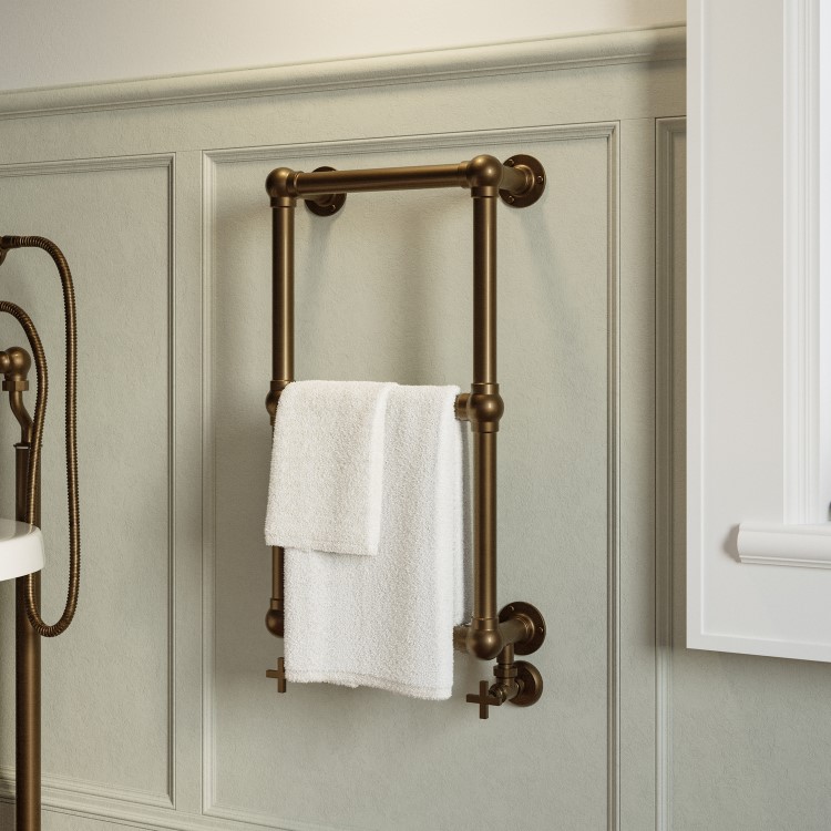 Bronze Vertical Traditional Towel Radiator 700 x 400mm - Regent