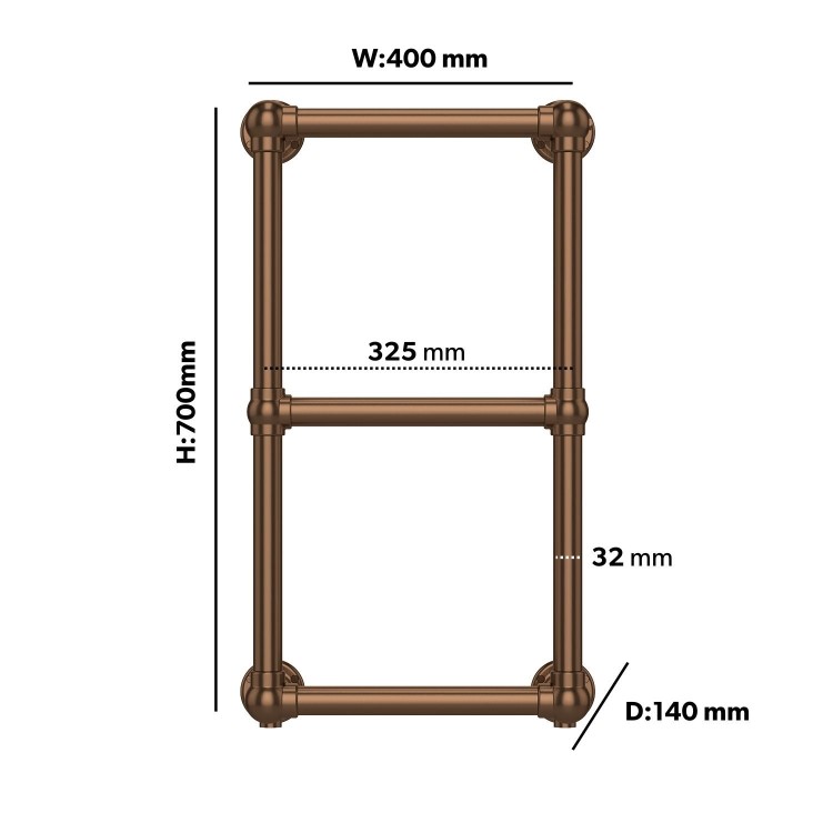 Bronze Vertical Traditional Towel Radiator 700 x 400mm - Regent