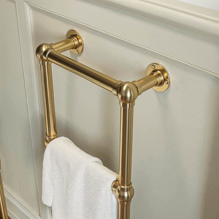 GRADE A1 - Brass Vertical Traditional Towel Radiator 700 x 400mm - Regent