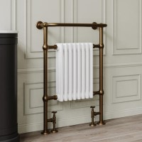 White and Bronze Traditional Column Radiator with Towel Rail 952 x 659mm - Regent