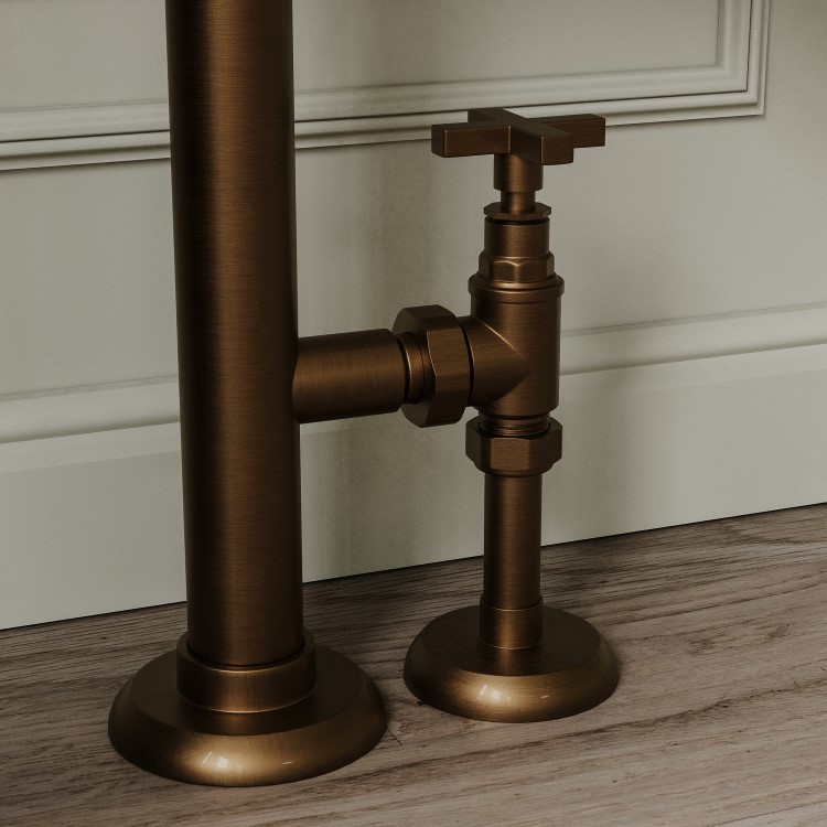 White and Bronze Traditional Column Radiator with Towel Rail 952 x 659mm - Regent