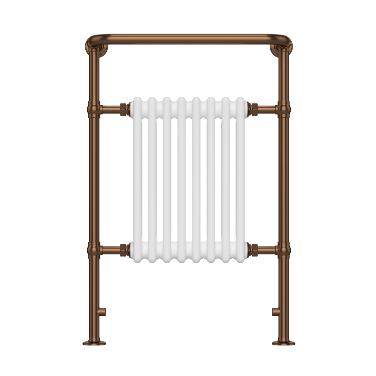 White and Bronze Traditional Column Radiator with Towel Rail 952 x 659mm - Regent