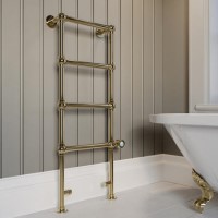 ONLY OPENED - Brass Vertical Electric Towel Radiator 1200 x 479mm - Regent ONLY OPENED - Brass Vertical Electric Towel Radiator 1200 x 479mm - Regent