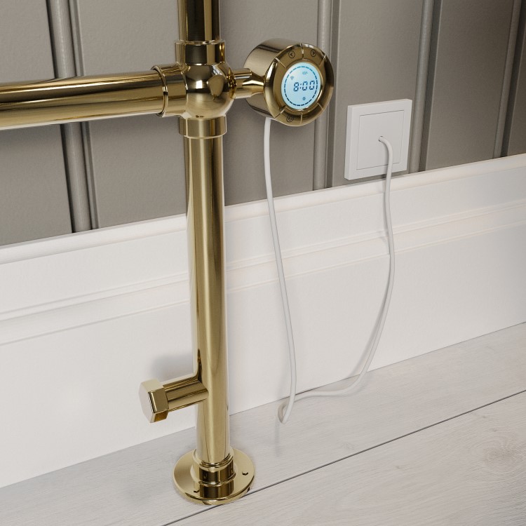 ONLY OPENED - Brass Vertical Electric Towel Radiator 1200 x 479mm - Regent