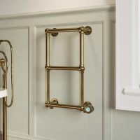 GRADE A1 - Brass Vertical Traditional Electric Towel Radiator 700 x 400mm - Regent