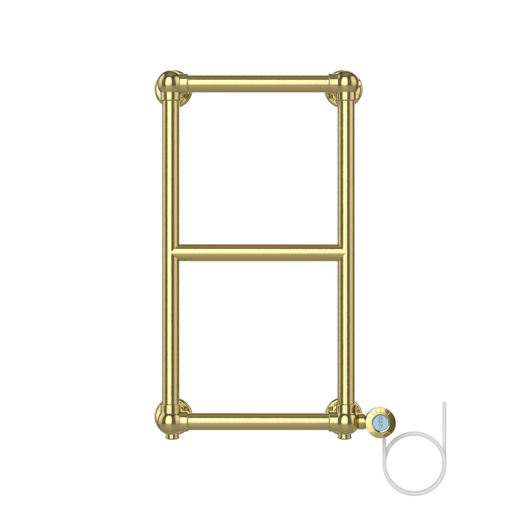 GRADE A1 - Brass Vertical Traditional Electric Towel Radiator 700 x 400mm - Regent