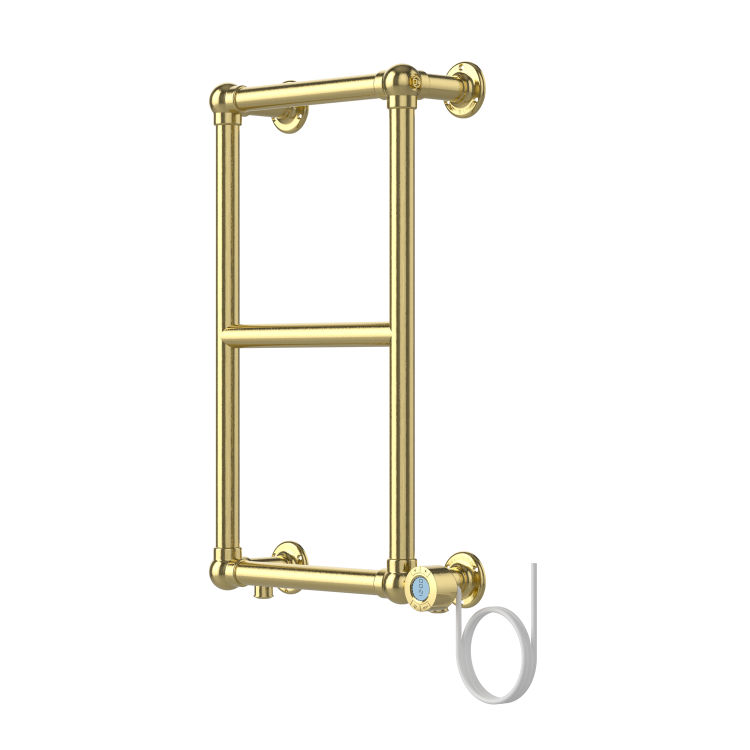 GRADE A1 - Brass Vertical Traditional Electric Towel Radiator 700 x 400mm - Regent