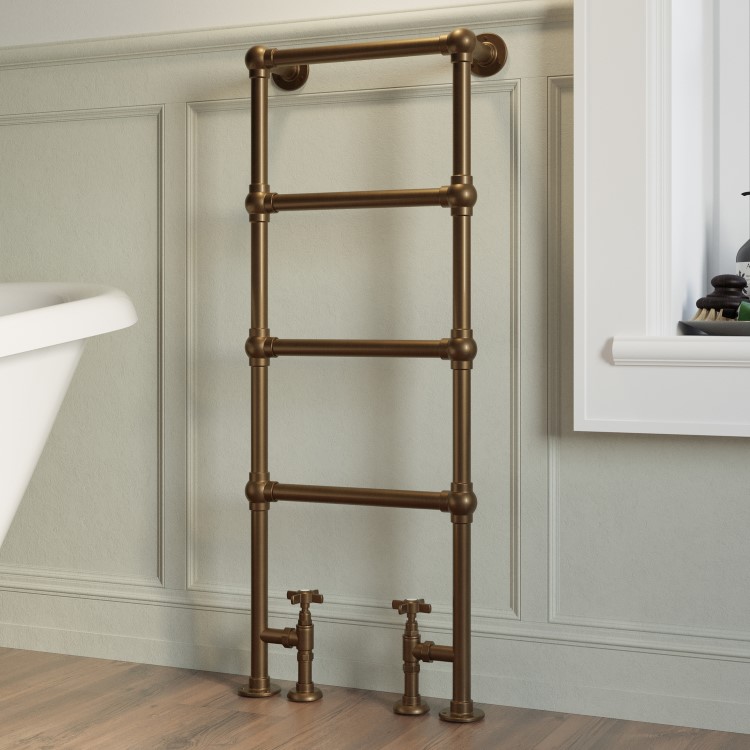 GRADE A1 - Bronze Vertical Traditional Towel Radiator 1200 x 479mm – Regent