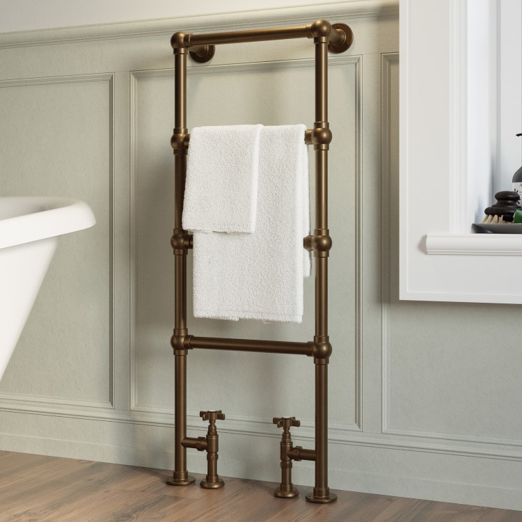 GRADE A1 - Bronze Vertical Traditional Towel Radiator 1200 x 479mm – Regent