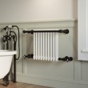 A1/REGMB510 ONLY OPENED - Wall hung towel rail 510x740x250mm Matt Black and White- Regent