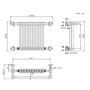 White and Black Traditional Column Radiator with Towel Rail 510 x 740mm - Regent
