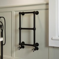 ALMOST PERFECT - Black Vertical Traditional Towel Radiator 700 x 400mm - Regent