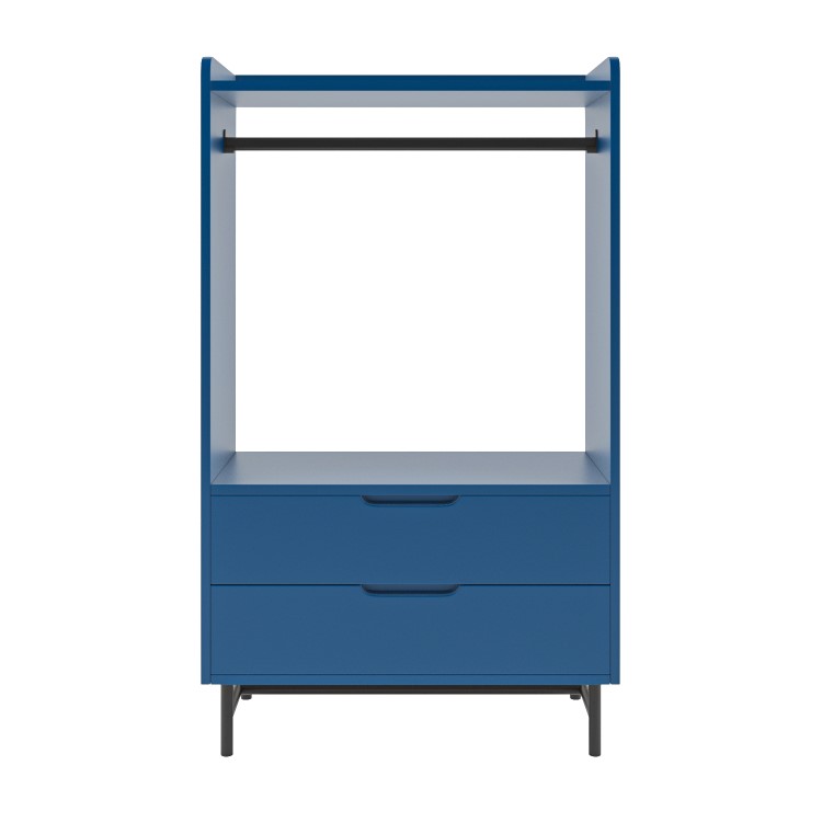 Kids Blue Open Wardrobe with 2 Drawers - Rueben