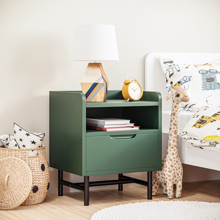 Kids Green Bedside Table with Drawer - Rueben