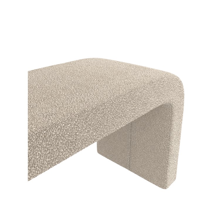 Large Beige Boucle Curved Hallway Bench - 152cm - Seats 2 - Ren