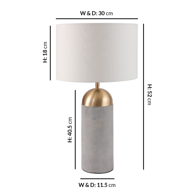 Grey & Gold Concrete Table Lamp - Fairburn