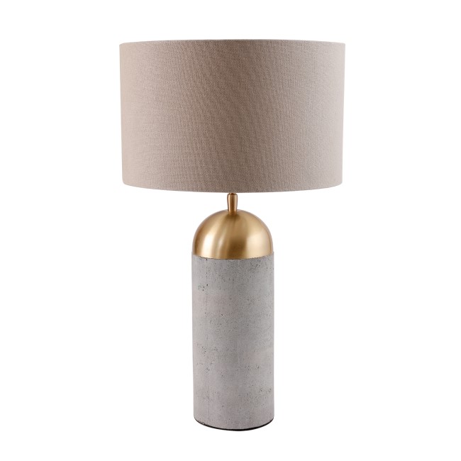 Grey & Gold Concrete Table Lamp with Mink Shade- Fairburn