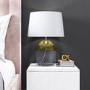 Glass Table Lamp with Copper Finish & White Shade - Heslington