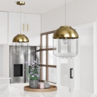Glass Pendant Light with Brass Finish - Heslington