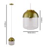 Glass Pendant Light with Brass Finish - Heslington