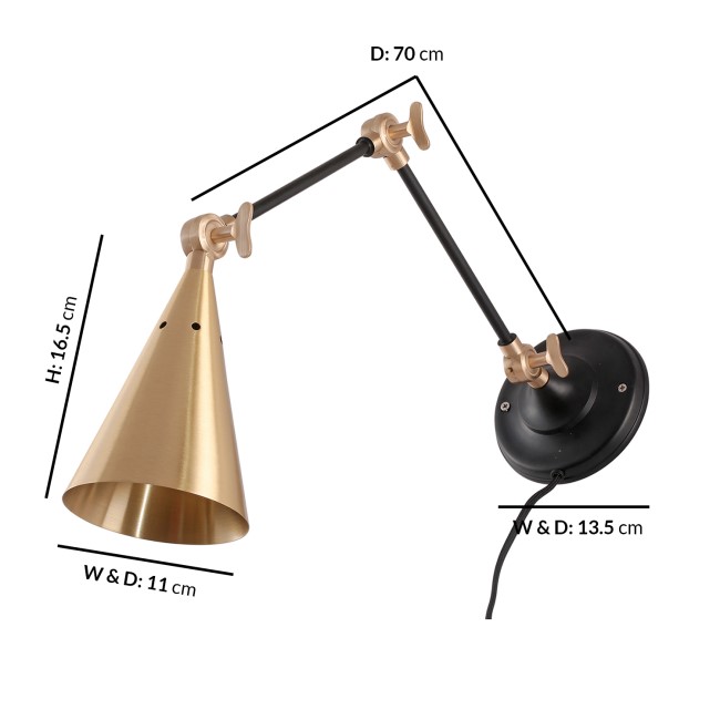 Brass Cone Wall Lamp - Rome