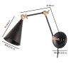 Black Cone Wall Light with Brass Finish - Rome