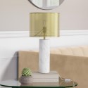 REP029 Brass and White Marble Table Lamp - Lincoln